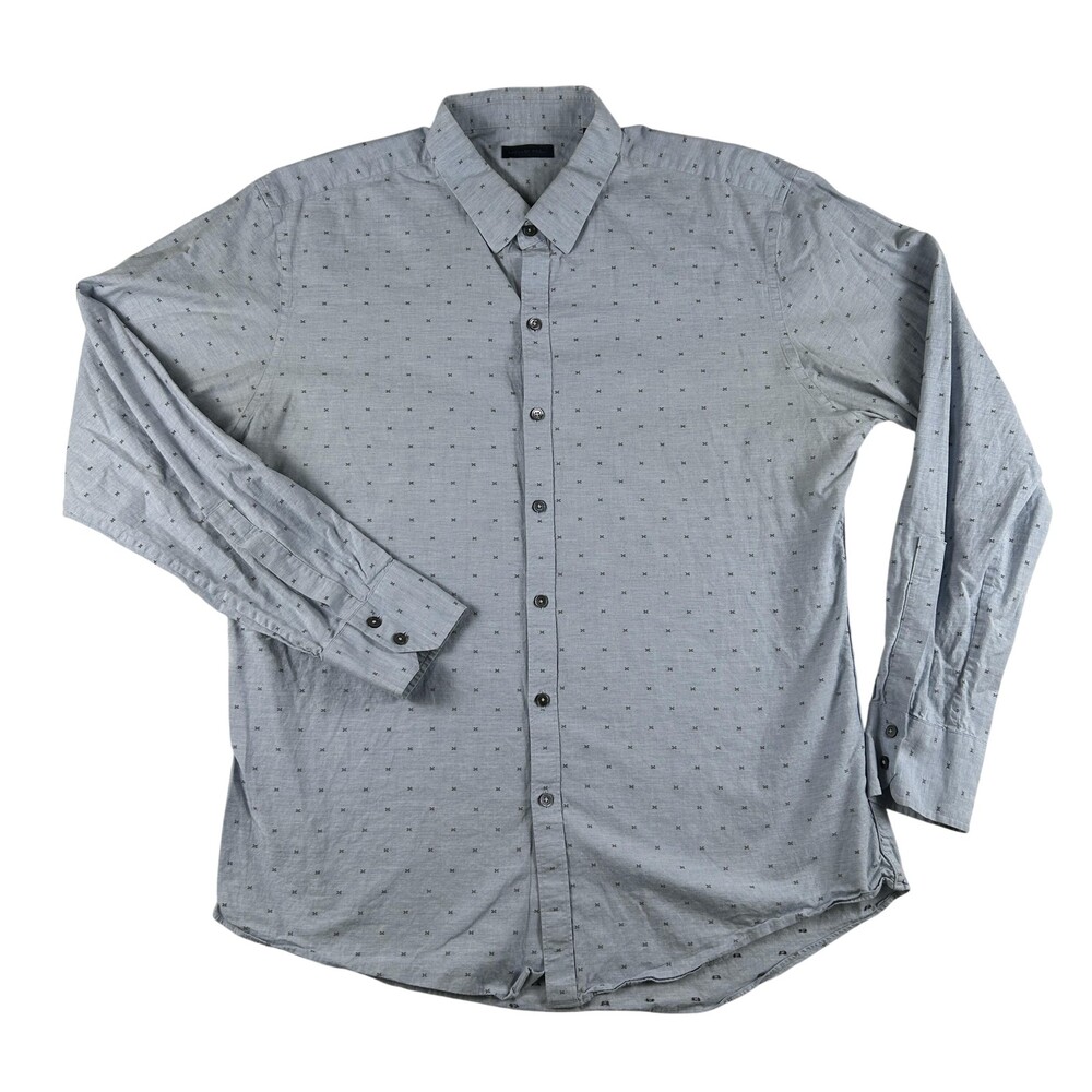 Zachary Prell Shirt Mens XL Blue Geometric Long Sleeve Button Up Casual Cotton